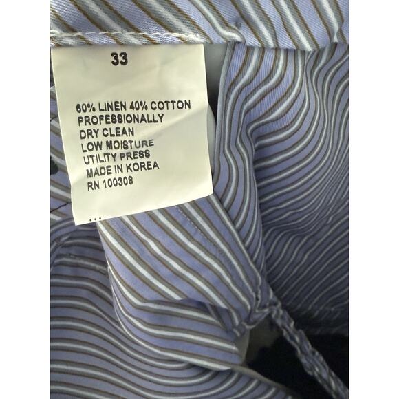 NWT Peter Millar Men's Linen & Cotton Dress Pants Black White Pinstripe Size 33 - Picture 3 of 5